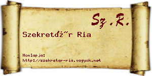 Szekretár Ria névjegykártya